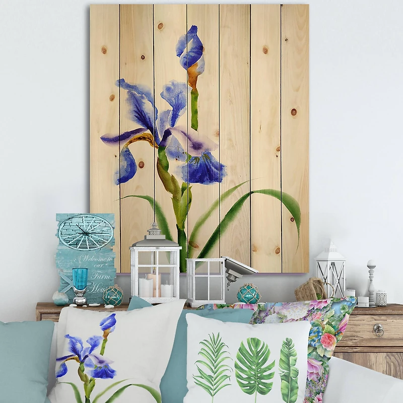 Designart - Retro Blue Iris Flower