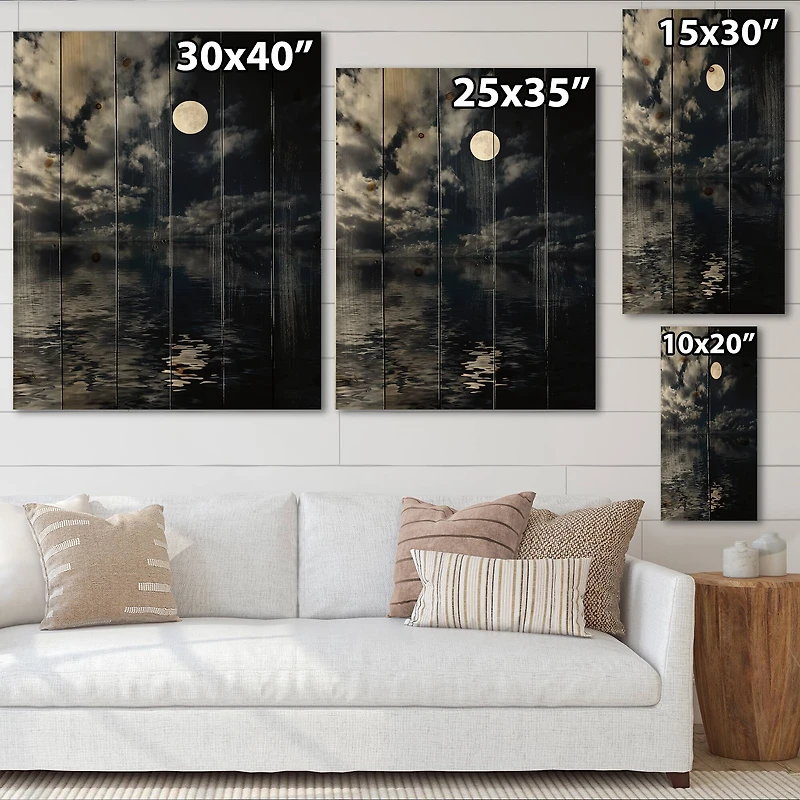 Designart - Full Moon In Cloudy Night Sky IV