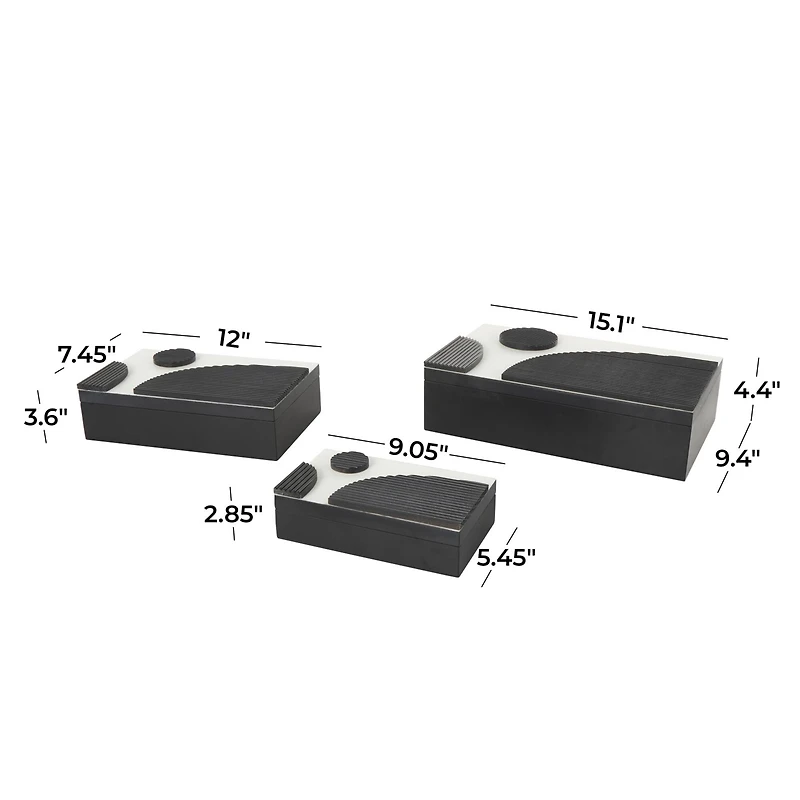 Black Wood Handmade Decorative Box Set