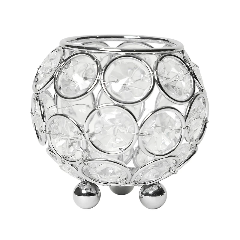 Elegant Designs™ Chrome Crystal Circular Bowl Candle Holder