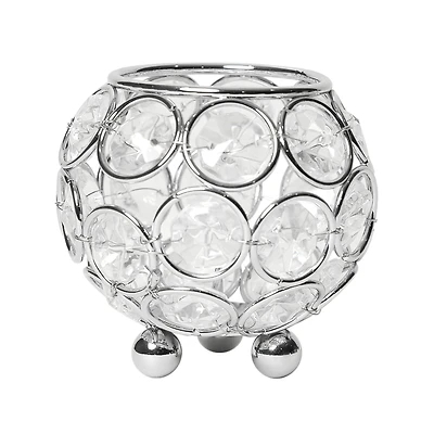 Elegant Designs™ Chrome Crystal Circular Bowl Candle Holder