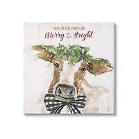 Stupell Industries Merry & Bright Holiday Cattle Canvas Wall Art