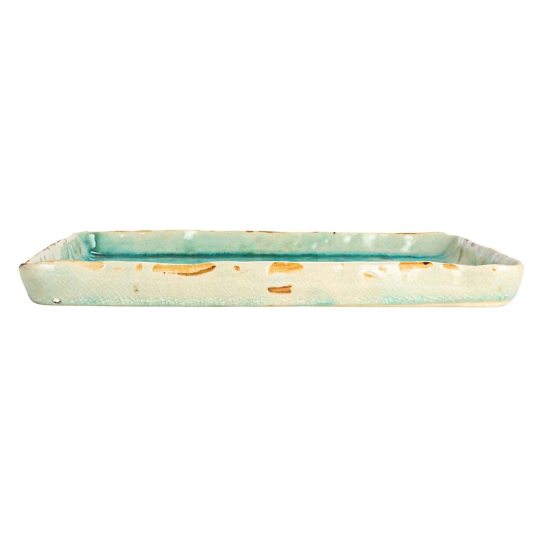 Hello Honey® 11" Square Aqua Reactive Crackle Glaze Stoneware Serving Trays, 6ct.