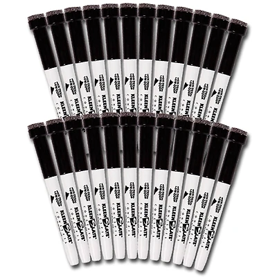 KleenSlate® Black Fine Point Dry Erase Markers with Erasers, Pack of 24