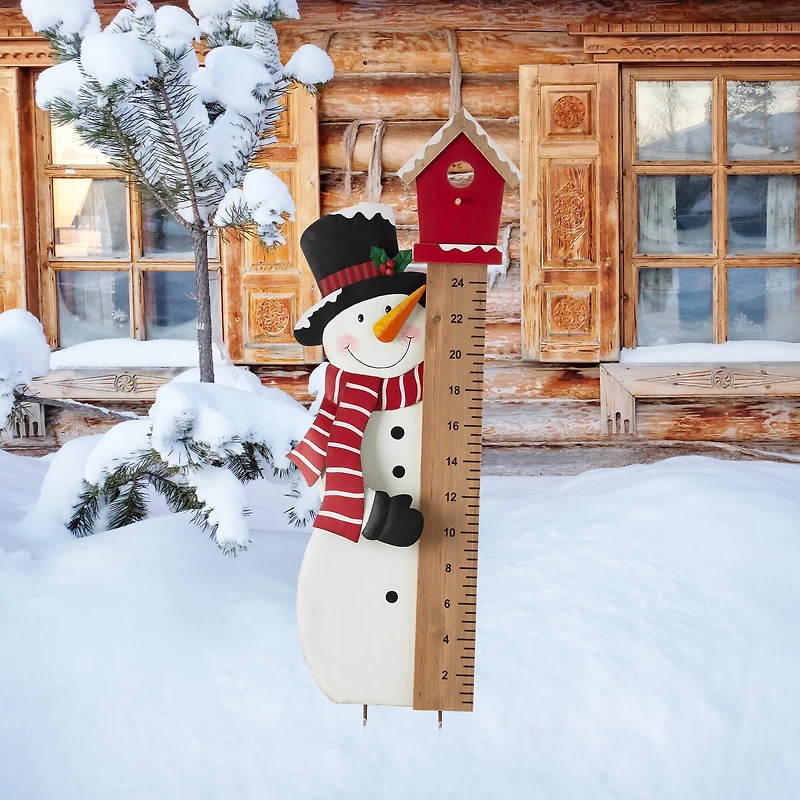 Glitzhome® 40" Snowman Snow Gauge Yard Stake