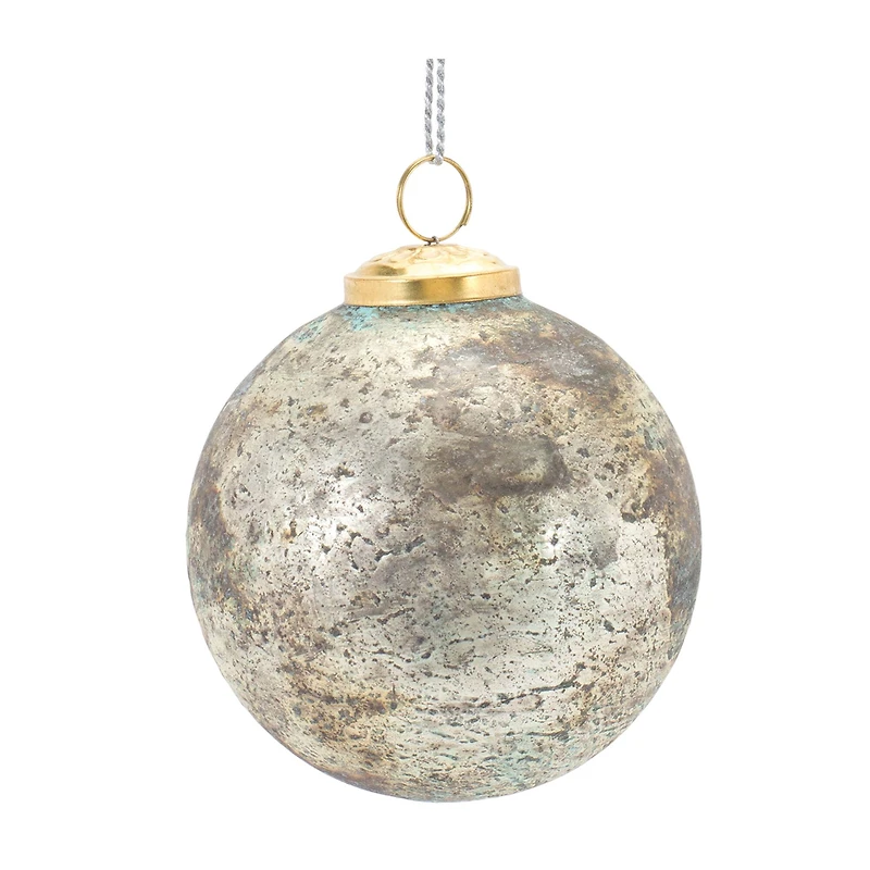 Blue Green Distressed Mercury Glass Ornament Set