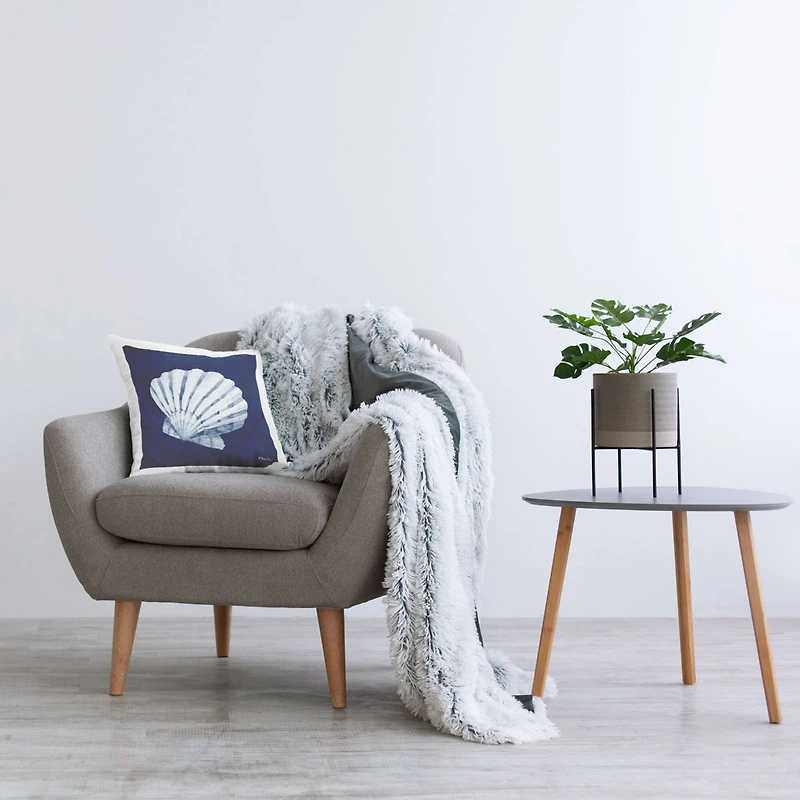 Stupell Industries Bold Blue Clamshell Nautical Sea Life Throw Pillow, 18" x 18"