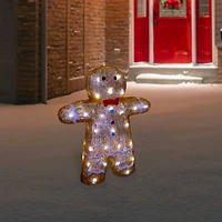 16" LED Lighted Acrylic Gingerbread Man with Bow Tie Christmas Decoration