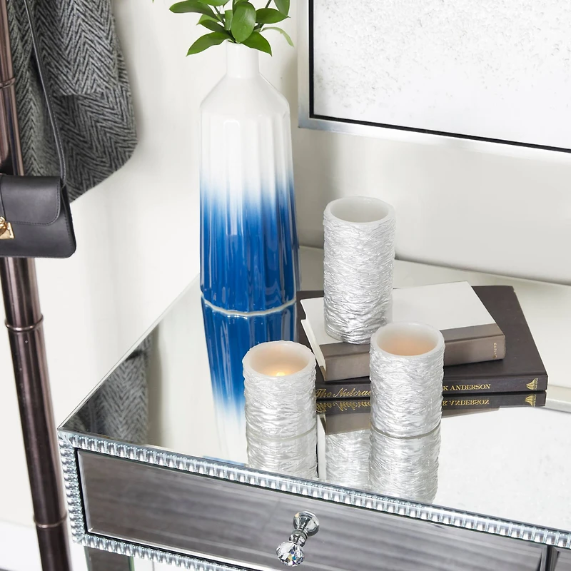 Silver Traditional Flameless Candle Set