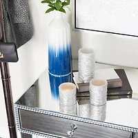 Silver Traditional Flameless Candle Set