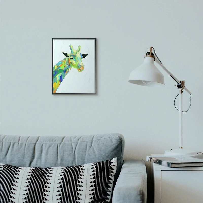 Stupell Industries Giraffe Abstract Shapes Wall Art in Black Frame