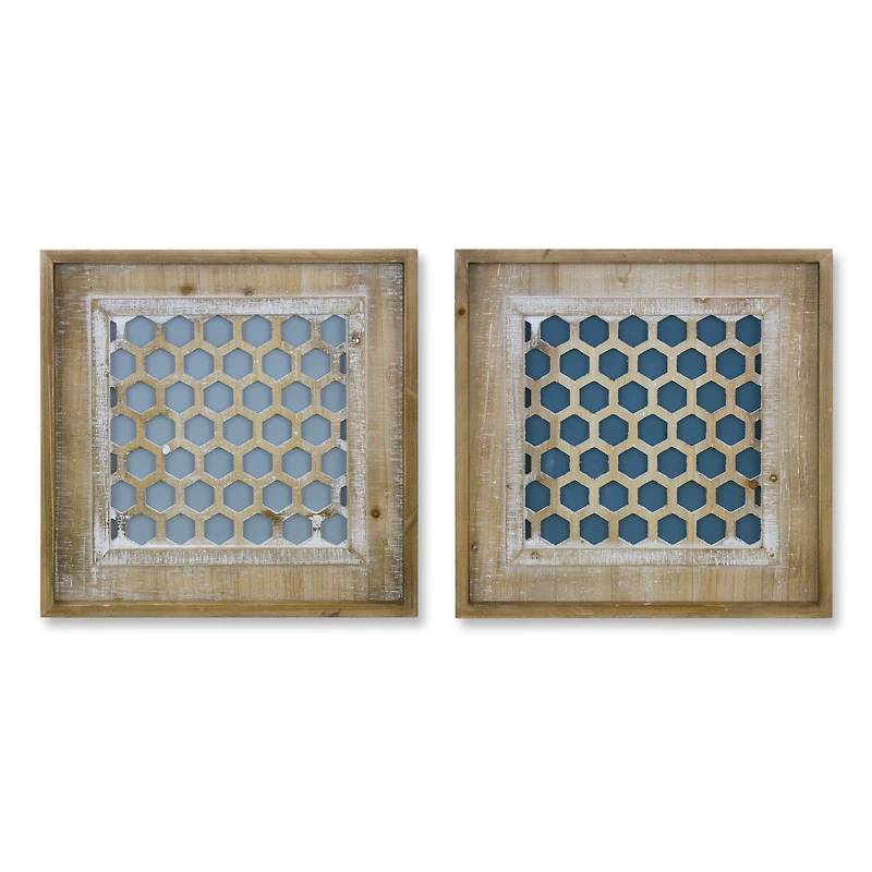 Blue Patterned Wall Plaque Set