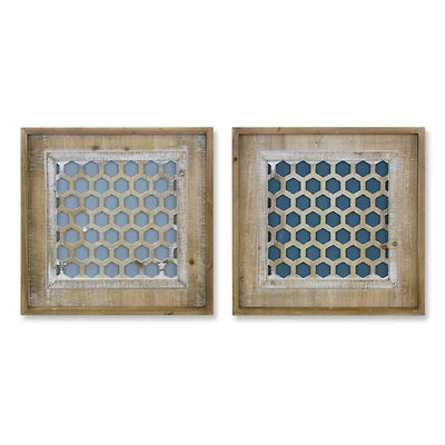 Blue Patterned Wall Plaque Set