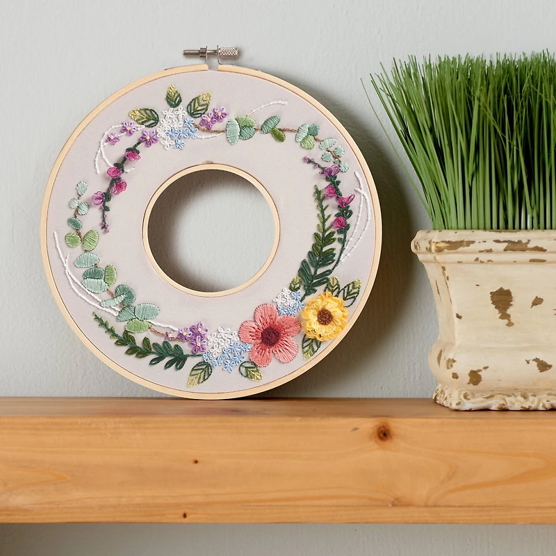 8" Floral Ring Embroidery Kit by Loops & Threads®