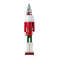 Glitzhome® 26"H Wooden Christmas Green Brush Tree Nutcracker