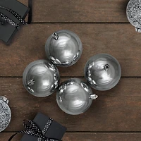 12ct. 4" Pewter Gray Shatterproof Shiny Christmas Ball Ornaments