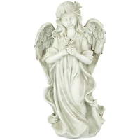 17" Peaceful Angel Holding a Rose Outdoor Garden Statue
