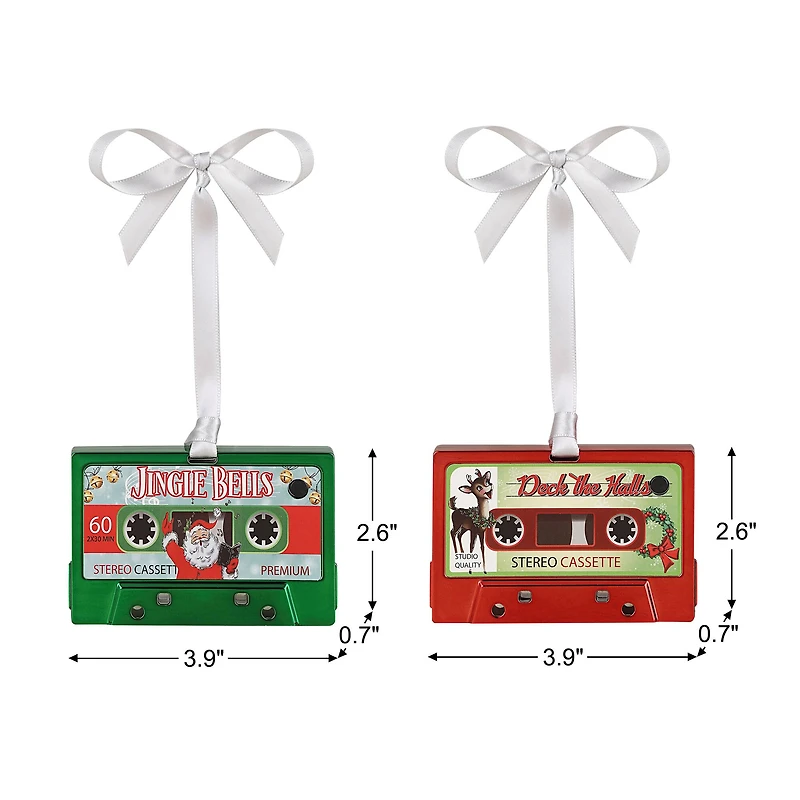 Mr. Christmas 3.8" Musical Cassette Ornaments​, 12ct.