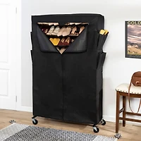 Honey Can Do Black Rolling Shoe Rack & Shoe Rack Cover