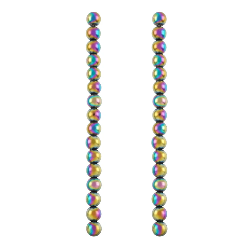 Rainbow Reconstituted Hematite Round Beads by Bead Landing