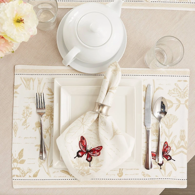 Botanical Butterfly Embroidered Napkin Set, 6ct.