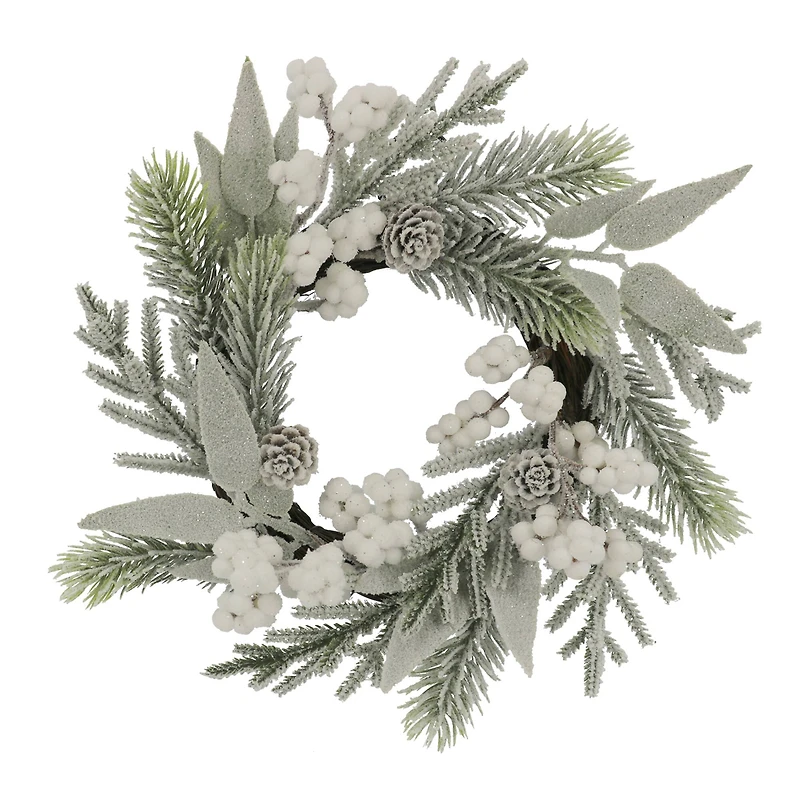 12" Mini Snowy White Berry & Pinecone Wreath by Ashland®
