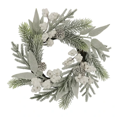 12" Mini Snowy White Berry & Pinecone Wreath by Ashland®