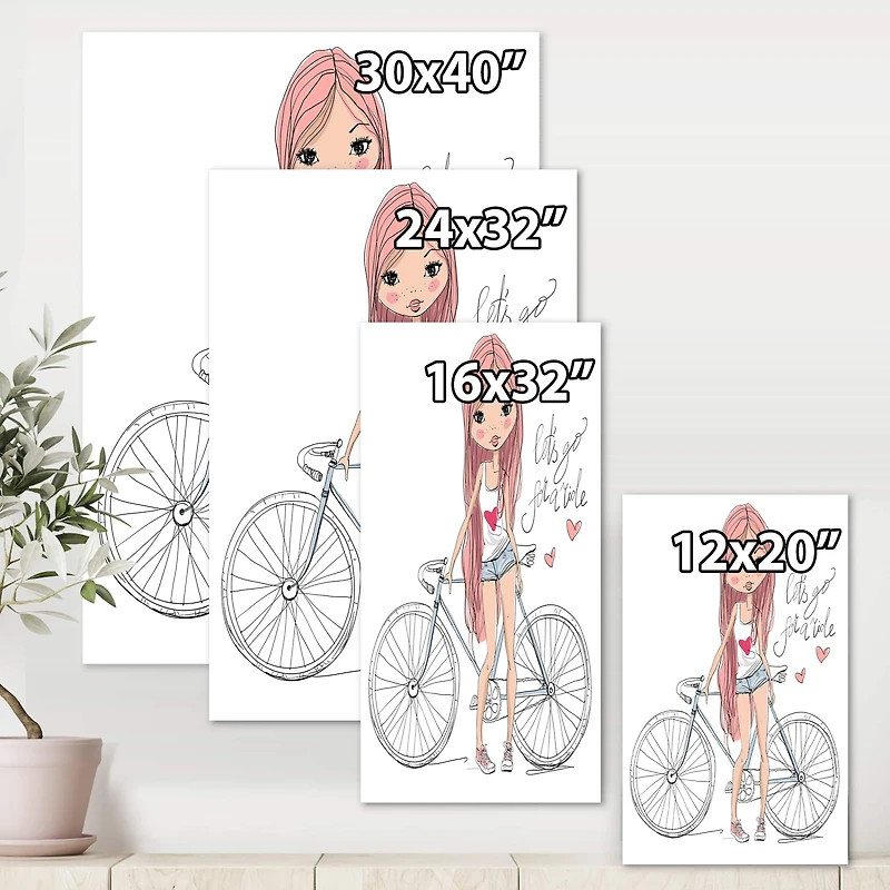 Designart - Young Girl With Bicycle