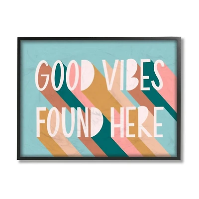Stupell Industries Good Vibes Found Here Pastel Color Pop in Frame Wall Art