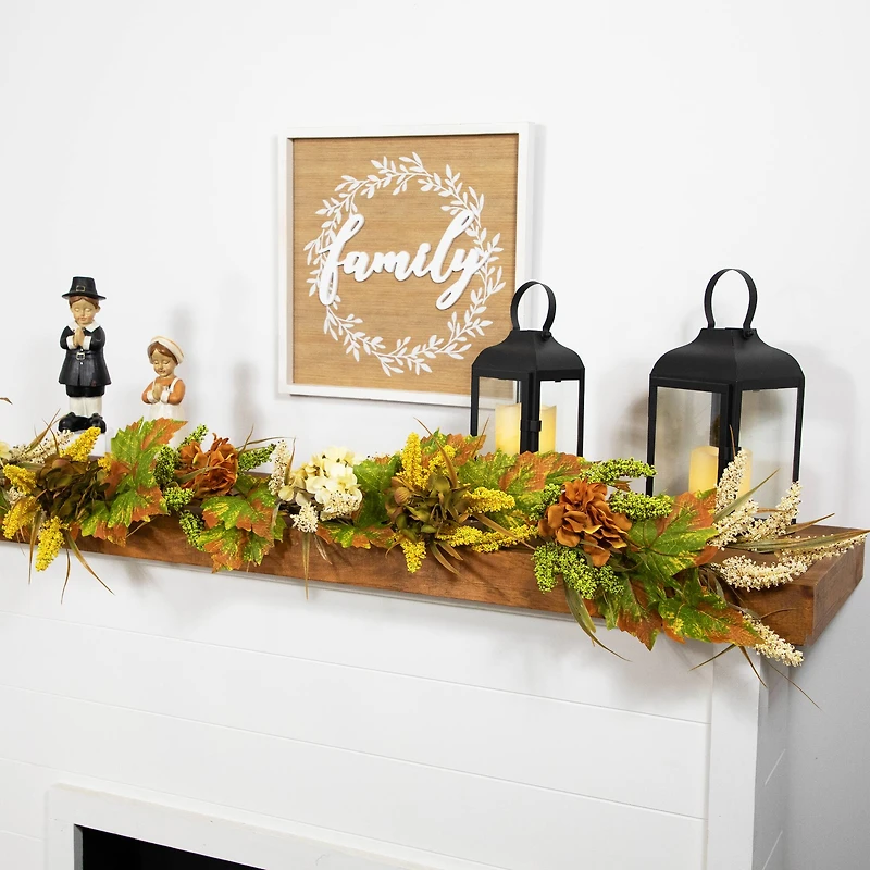 5ft. Flowers with Wheat Artificial Fall Harvest Garland