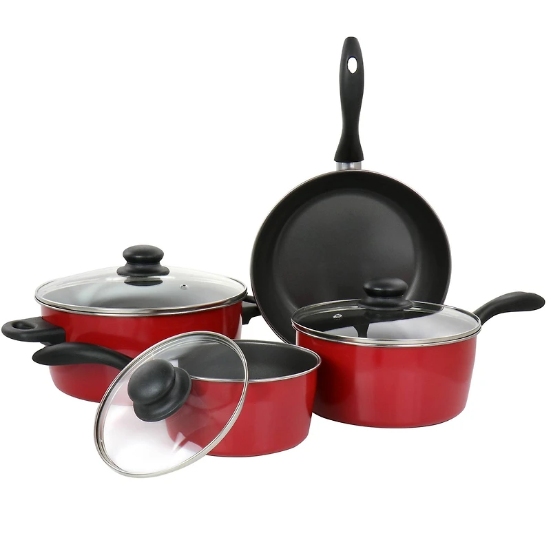 Gibson Home® Armada 7-Piece Red Nonstick Carbon Steel Cookware Set