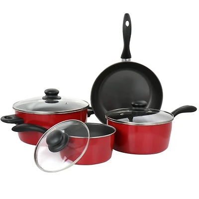 Gibson Home® Armada 7-Piece Red Nonstick Carbon Steel Cookware Set
