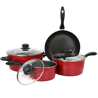 Gibson Home® Armada 7-Piece Red Nonstick Carbon Steel Cookware Set