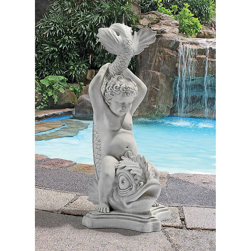 Design Toscano® 2.5ft. Boy on Dolphin Classical Garden Statue