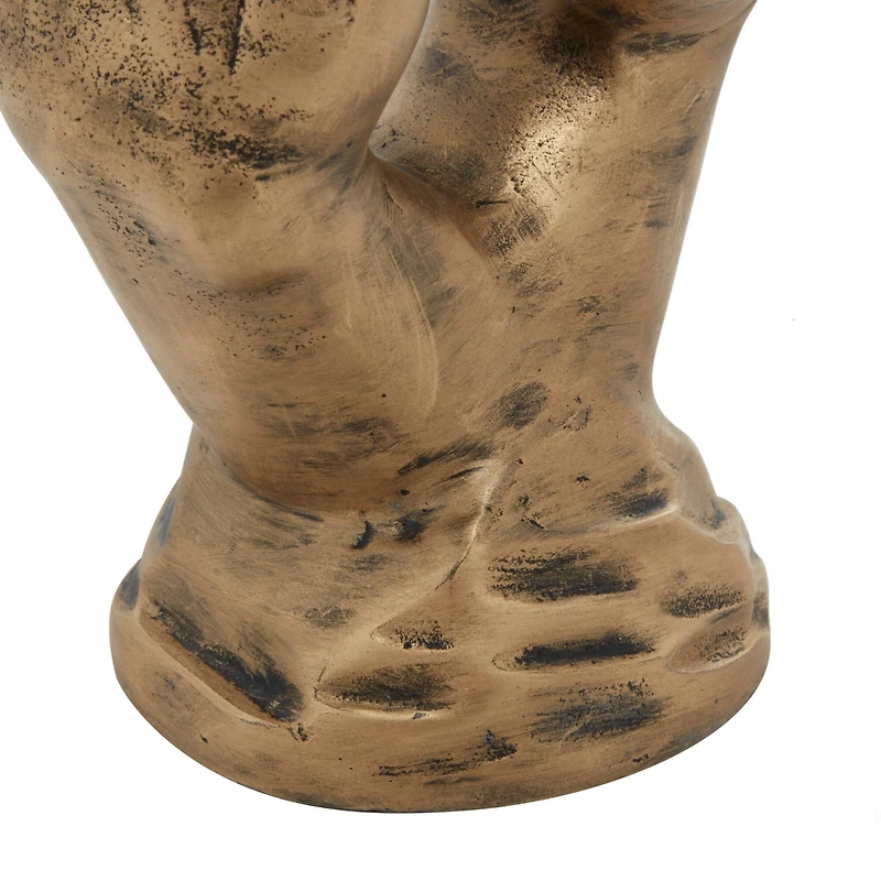 Gold Aluminum Traditional Abstract Sculpture, 11" x 9" x 6"