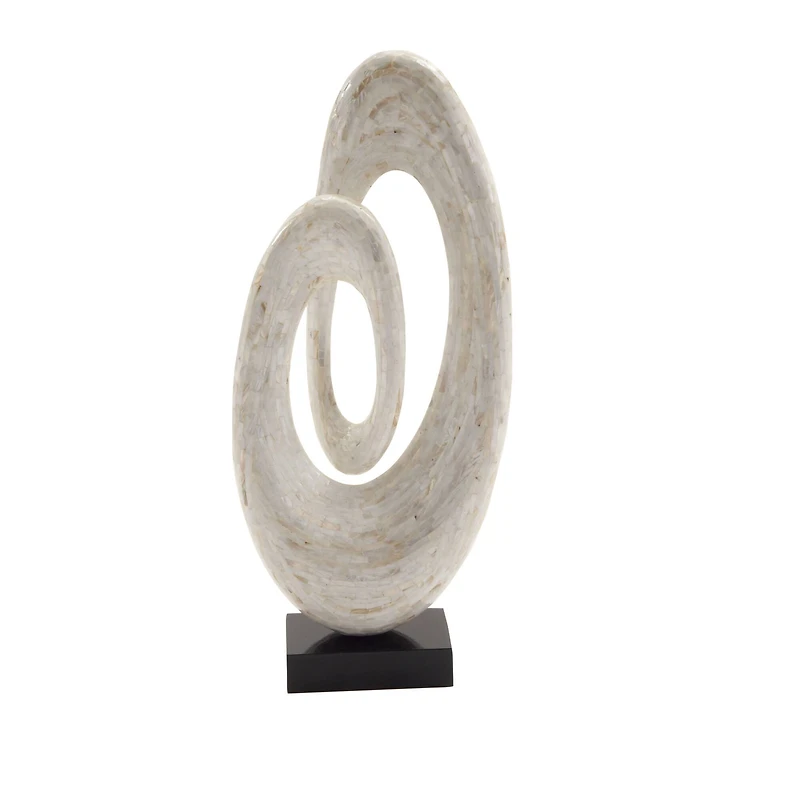 30" White Polystone Abstract Sculpture