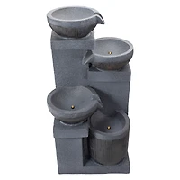 23" LED Cascading 4-Tier Bowl Outdoor Water Fountain