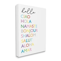Stupell Industries Hello Ciao Hola Namaste Greetings Rainbow Typography Canvas Wall Art