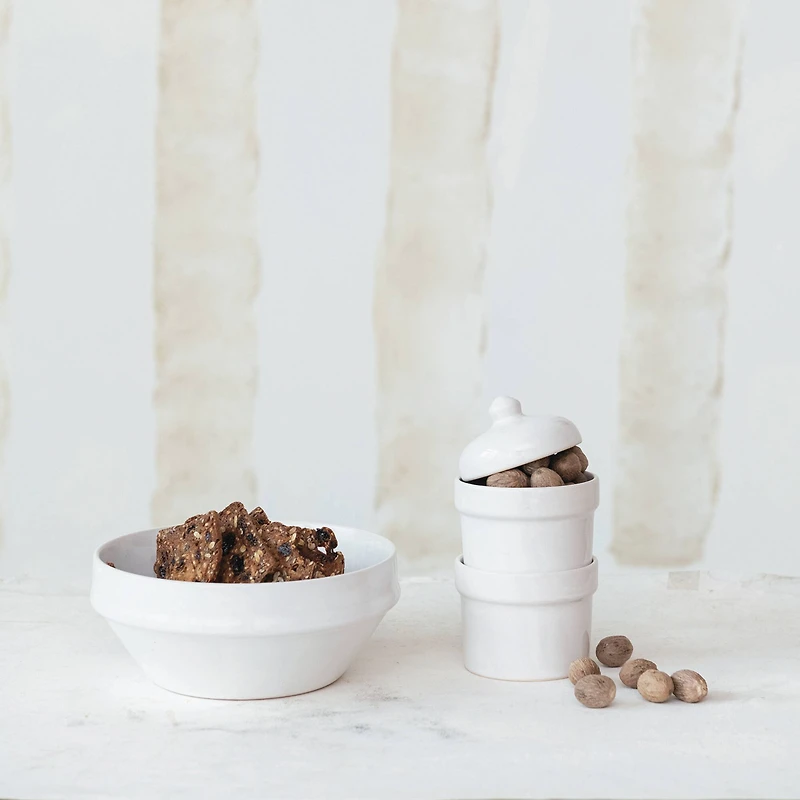 Hello Honey® 6.5" Classic Elegance Antique White Stoneware Bowls, 4ct.