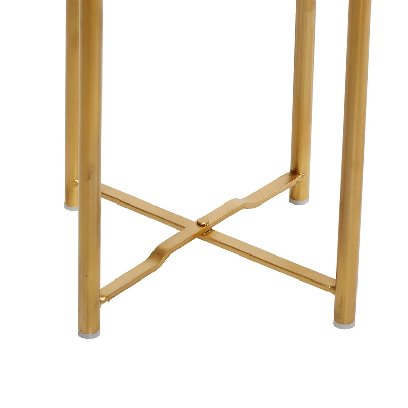 Set of 2 White Metal Contemporary Planter, 20", 22"