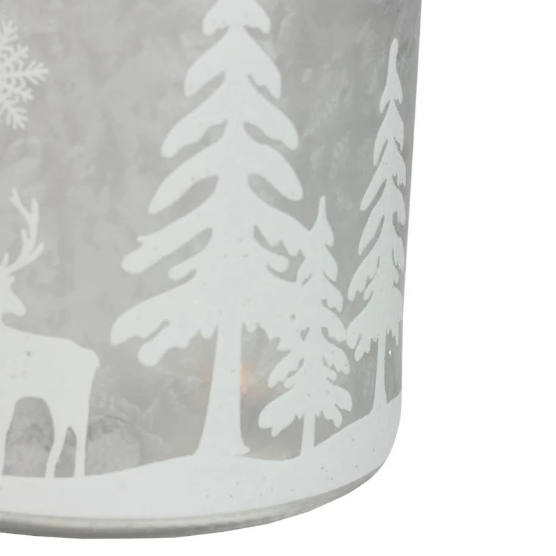 10" Clear Winter Scene Christmas Pillar Candle Lantern