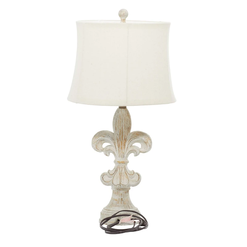 28" White Polystone French Country Table Lamps, 2ct.