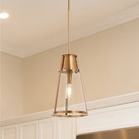 Hello Honey® Robert Stevenson Lighting Jaxon Metal & Seedy Glass Ceiling Light
