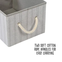 Honey Can Do Gray Stripes Large Collapsible Fabric Storage Bins with Handles, 3ct.