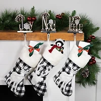 Peace  Joy and Noel Metal Christmas Stocking Holders - 6.5" - Set of 3