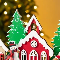 Glitzhome® 20" Lighted Wooden Christmas Villages Table Decor