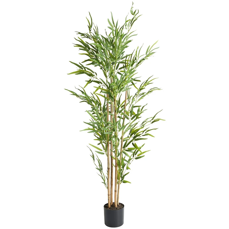 5ft. Green Bamboo Artificial Tree with Black Pot