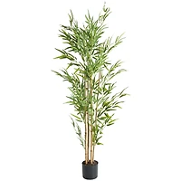 5ft. Green Bamboo Artificial Tree with Black Pot