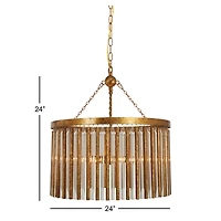 Gold Iron Glam Drum Chandelier, 25" x 22" x 22"