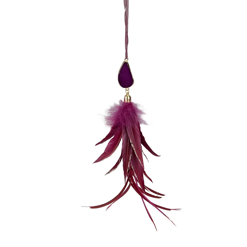 Red Feather And Gemstone Pendant Ornament